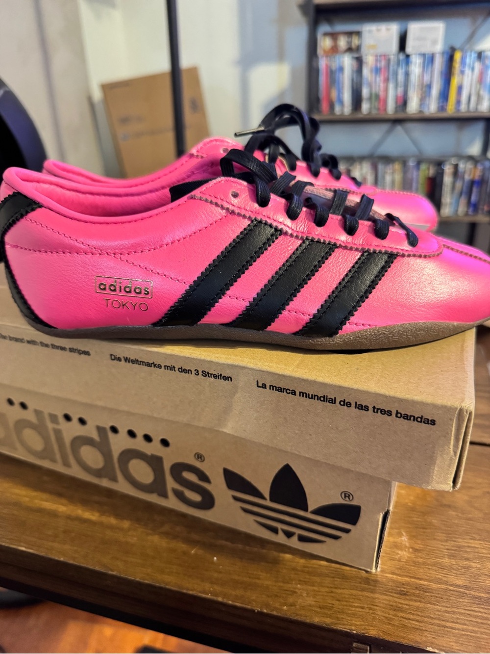Pink Women's Athletic Sneakers with Black Stripes by Adidas New - Picture 5 of 11